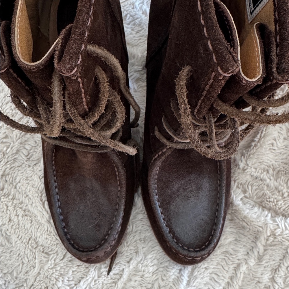 Frye Parker Moc Ankle Charcoal Oiled Suede Boots Booties 8 - Picture 7 of 8